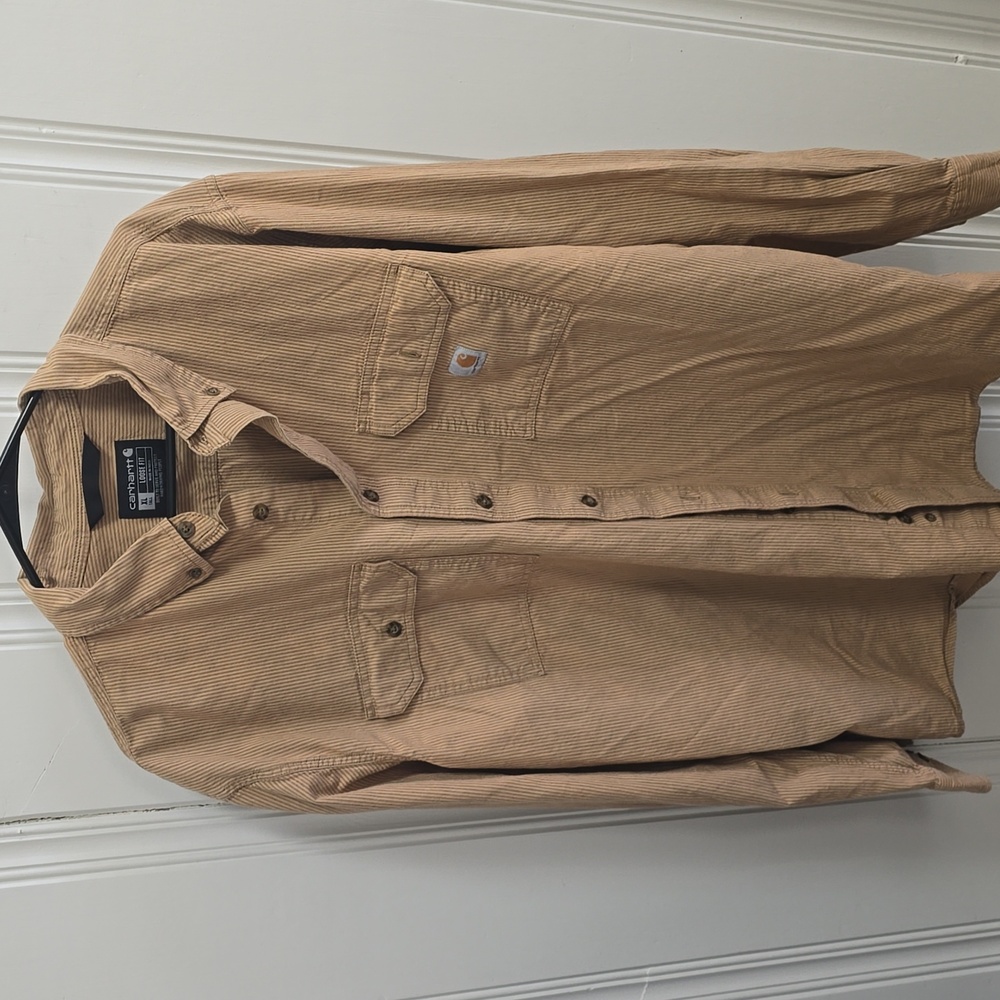 Men's Carhartt loose fit XL Tall Striped Canvas Shirt